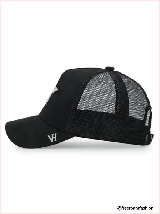 Vintage Havana Trucker Hat Mesh Adjustable Snapback Faux Nubuck Leather Star